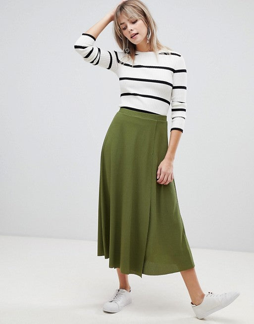 Asos Midi Wrap Skirt in Rib