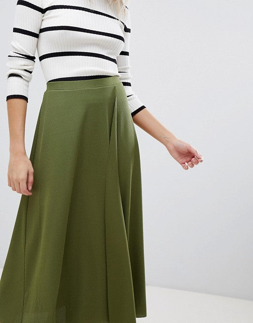 Asos Midi Wrap Skirt in Rib