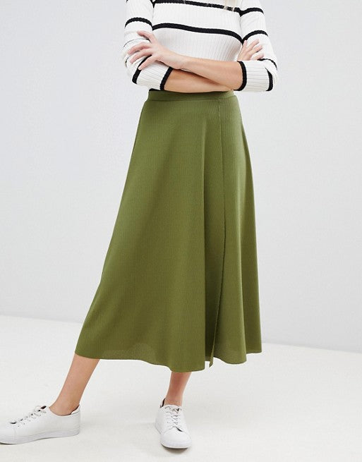 Asos Midi Wrap Skirt in Rib